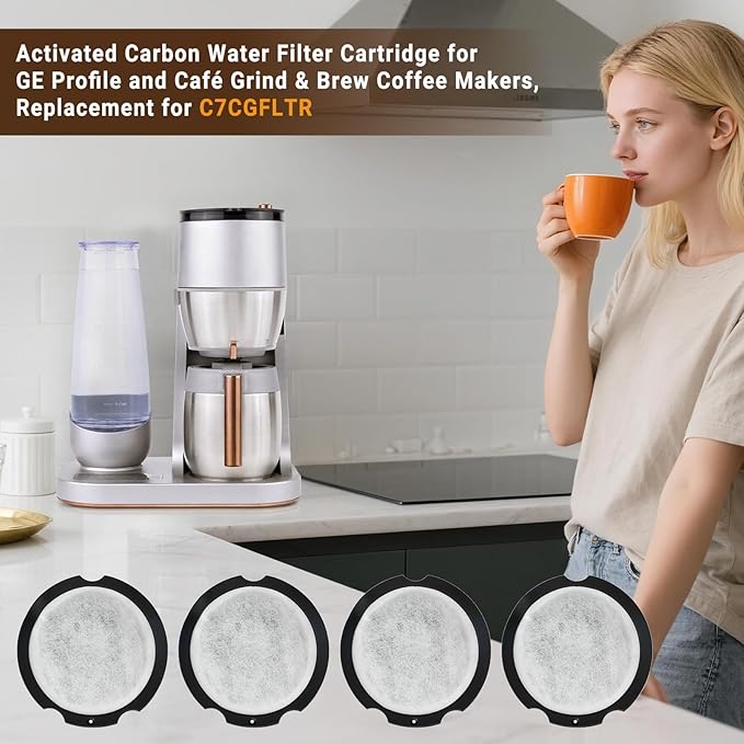 RAWILL 12PCS Water Filter Replacement, Compatible with Café and GE Profile Grind & Brew Machine, Coffee Maker Filters Charcoal for C7CGFLTR