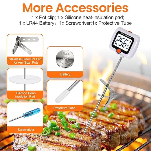Candy Thermometer for Candy Making with Pot Clip,Best Instant Read Thermometer Digital for Cooking, Baking, Candy and Cheese Making – 10 Inch Probe, Large Rotating LCD Display, Essential Baking Tool