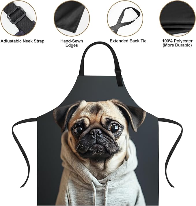 Funny Cat Apron with 2 Pockets Waterproof for Men Women Kitchen Garden Decor - Image 3