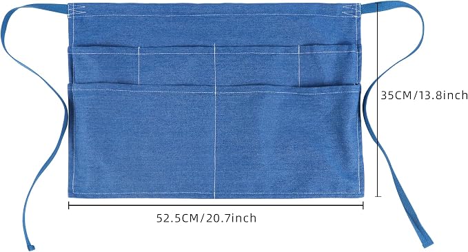 Server Apron with 5 Pockets - Rivet buckle Unisex Short/Half Waiter Waist Short Apron - Image 4