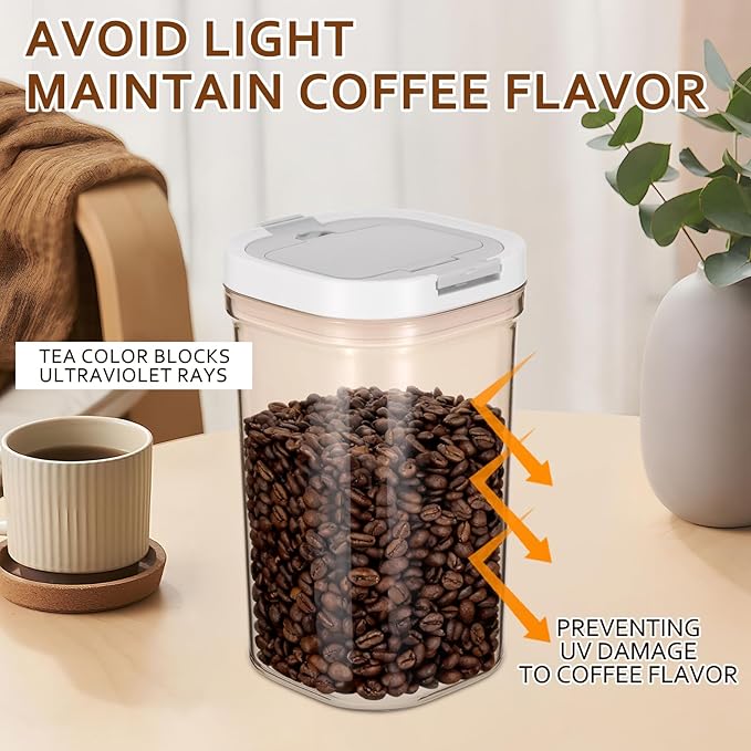 2 Pcs Airtight Coffee Canister, 60oz Large Coffee Storage Container with Scoop, Food Storage for Coffee, Tea, Beans, Sugar, Flour, Cereal and More (1.8 Liters)