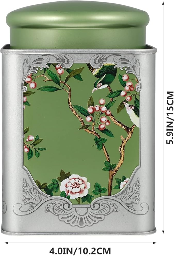 BESPORTBLE Tea Tin Canister with Airtight Double Lids Airtight Loose Tea Canister Tinplate Empty Tin Coffee Candy Herbs and Spices