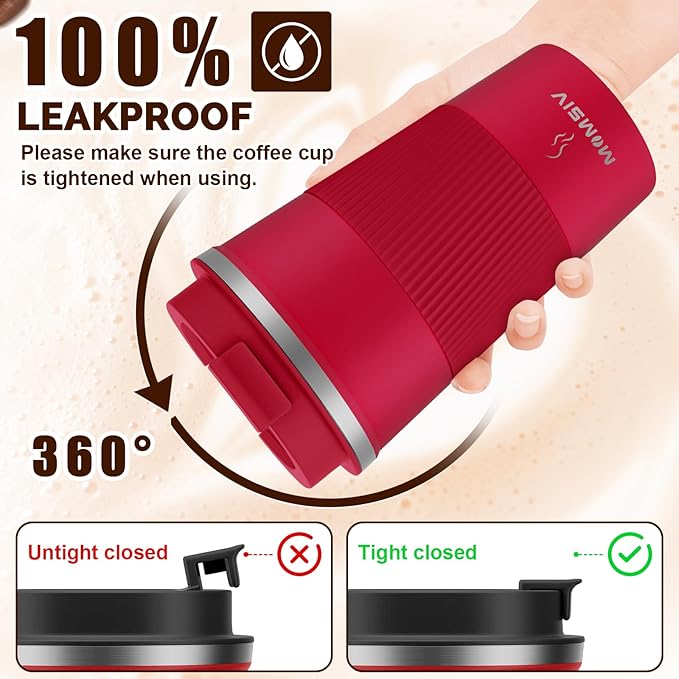 MOMSIV 17oz Travel Mug, Insulated Coffee Cup with Leakproof Lid, Vacuum Stainless Steel Double Walled Reusable Tumbler for Hot and Cold Water Coffee and Tea In Travel and Car