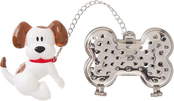 Joie Woof Tea Ball Infuser, Steep and Strain Loose Leaf Tea, Securely Sits on Side of Mug, Cute Dog Design, Stainless Steel, BPA-Free