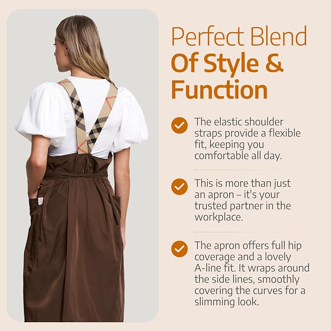 Premium Apron for Nail Techs, Hairstylists, Artists - 360 Full Coverage with Elastic Straps and 2 deep pockets - Image 7