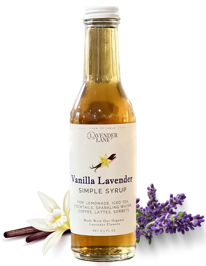 Lavender Lane Lavender Vanilla Simple Syrup, 9 oz - USA Farm Exraction, For Tea, Coffee, Cocktails, Mocktails, Cooking by LavenderLaneFarm