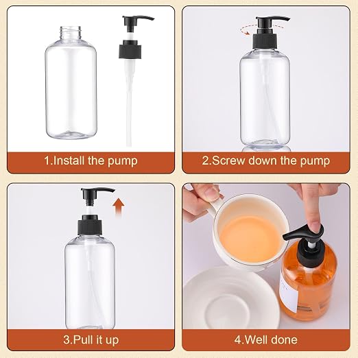 9 Pcs Coffee Syrup Dispenser Set 10.1 Oz/300 ml Plastic Coffee Syrup Dispenser Pump Bottle Pet Jar with Lids Gold Spoon and Labels for Home Bar Organization - Image 5