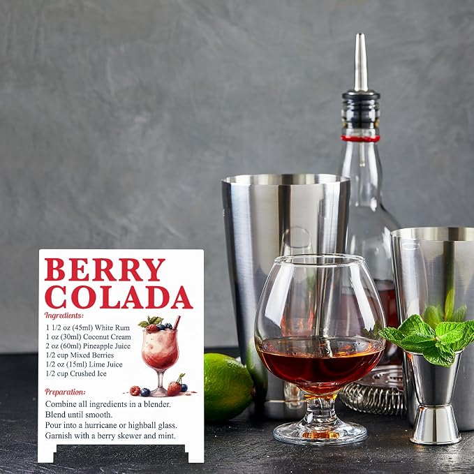 Berry Colada Recipe Rustic Bar Decor for Home Cafe Farmhouse Cocktail Sign for Kitchen Bar Cart Accessories Mixology Christmas Gift for Bartender Men Women New Couple - 5.59 x 4.33 inch Acrylic Sign - Image 4
