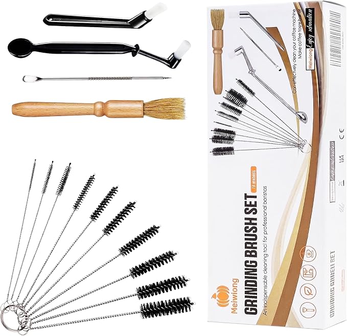 14 PCS Coffee Grinder Cleaning Brush Set,Espresso Machine Cleaning Brush Kit, Multifunctional Burr Cleaner Brushes Bristle Tools for Barista Home Kitchen Commercial Use