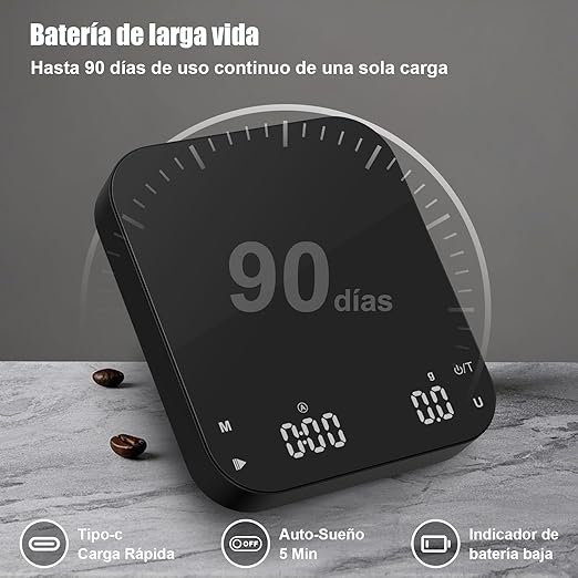 0.1g Precision Coffee Scale with Timer, Diyife 3kg/0.1 Rechargeable Espresso Scale for Pour-Over Coffee, Digital Scale with Back-Lit LCD Display, Auto Tare, Silicone Waterproof Cover, Black