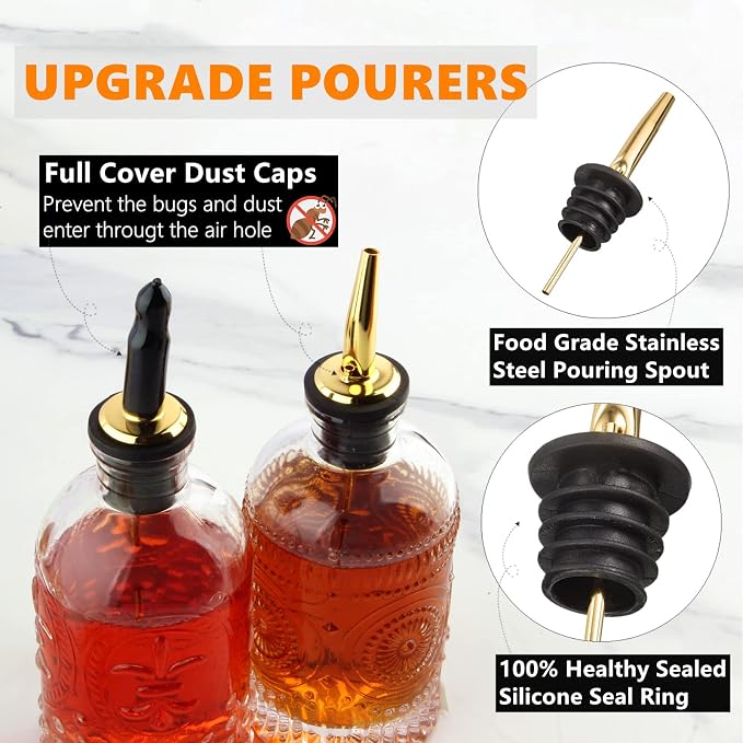 Shining Craft Coffee Syrup Dispenser Bottles Set 2 Pack 7 OZ Simple Small Syrup Bottles Set with Metal Pour Spout Ideal for Coffee Syrups, Condiments, Coffee bar, SC056 (2 pack) - Image 7
