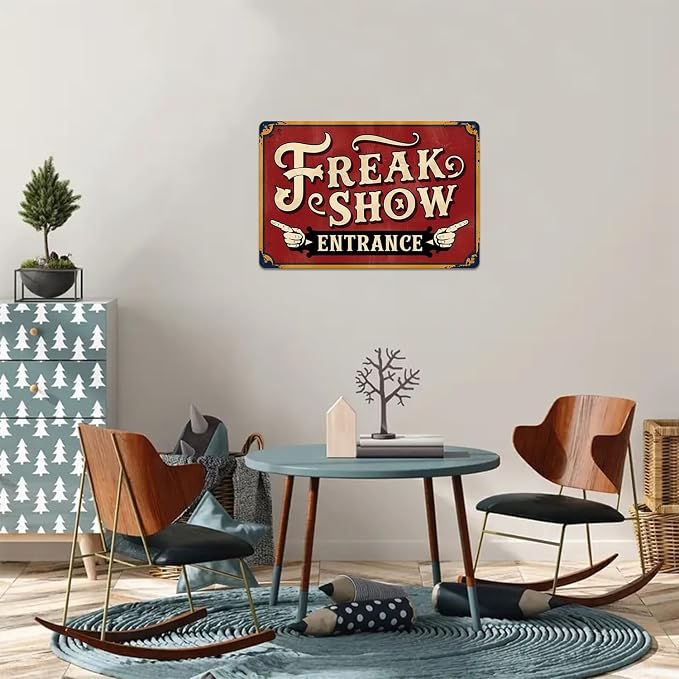 Freak Show Metal Sign Vintage Clown Circus Tin Sign for Home Bedroom Kitchen Bar Garage Cafe Dorm Bathroom Wall Decor 8 x 12 In - Image 2