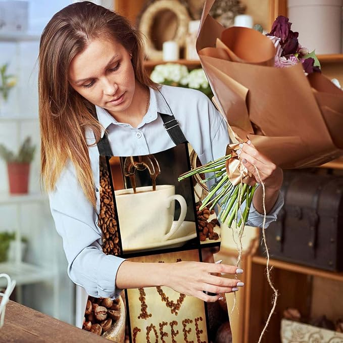 Coffee Concept Collage Apron for Women Men, Adjustable Apron Cooking Kitchen Chef Apron for Home Kitchen, Baking Gardening BBQ, Coffee House, Restaurant - Image 6