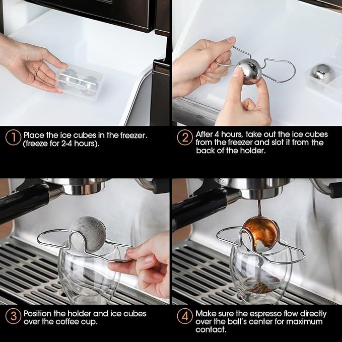 AIEVE 2 Pack Espresso Cooling Ball, Stainless Steel Frozen Ice Rock for Coffee, Espresso Accessories Extract Brew Chilling Tool Chiller Gift for Birthday, Valentine's Day, Christmas - Image 7