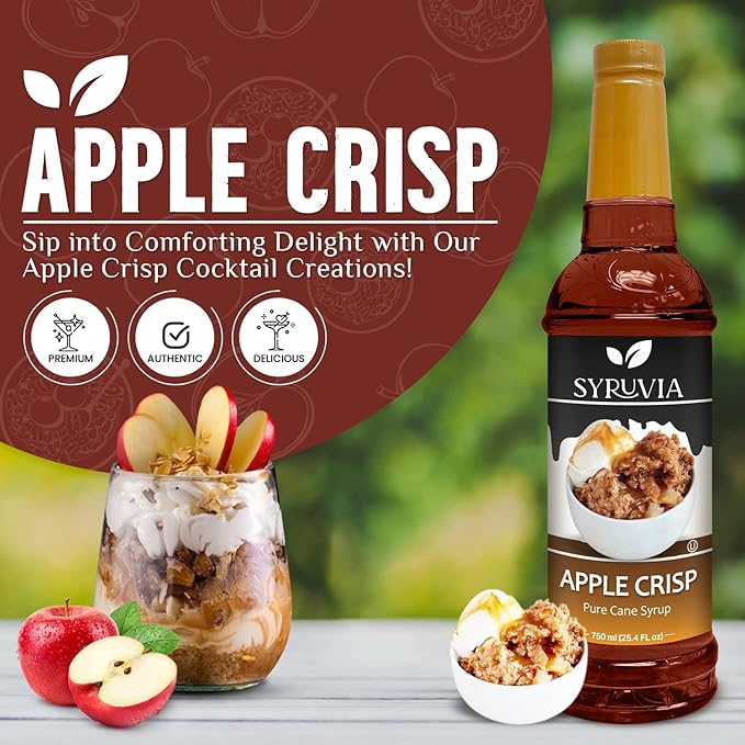 Syruvia Holiday Syrup Apple Crisp - 25.4oz - Flavor Holiday Gift Set, Gluten-Free, Kosher With Pump