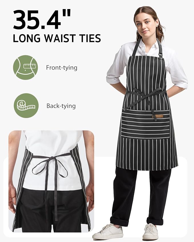 Syntus Apron for Men Women, Adjustable Cooking Kitchen Apron with 2 Pockets | Machine Washable, Firm Stitching, Stain Resistance, Long Tie Straps, 2 Pockets, Versatility, Unisex Use, Gift, BBQ - Image 5