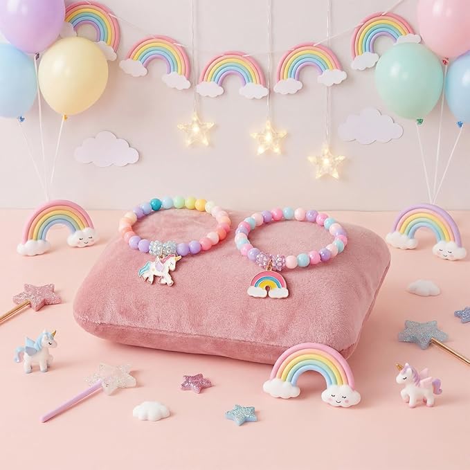 Ecally 12 Pcs Unicorn Party Favors Unicorn Beaded Bracelet Bulk for Goodie Bag Stuffers Supplies Jewelry Princess Birthday Prize Gifts