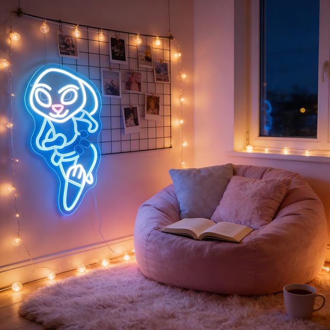 “Running Rabbit” Neon Light - LED Anime Light Wall Art for Kids Room, Playroom, Game Room, Dorm, or Comic Fan Decor, Dimmable USB, Awesome Gift for Children or Friends - Image 3
