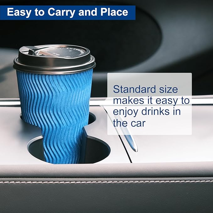 PARACITY Insulated Paper Disposable Coffee Cups, 16oz, 50 Pack with Lids, Ripple Double-Walled, for Beverages, Travel