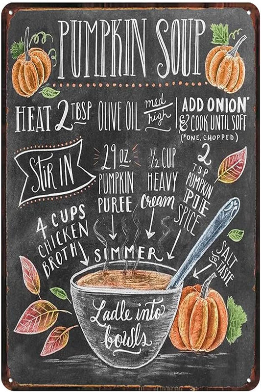 Vintage pumpkin soup Tin Sign - Retro Food Metel Sign - Wall Decor wall sign for Kitchen Bakery Cafe Restaurant by TREEPERI