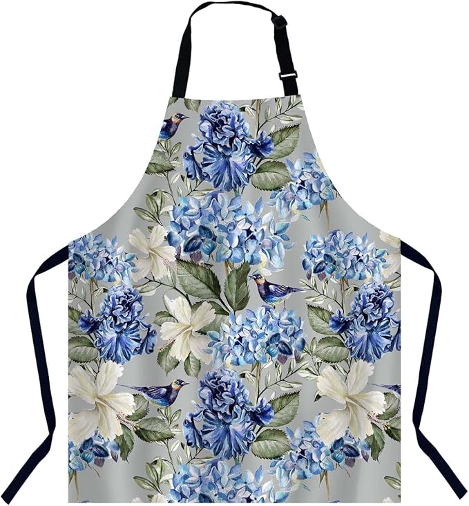 Watercolor Flowers Waterproof Apron Kitchen Chef Aprons Bibs for Grooming Cooking Baking Painting Gardening by Unknown