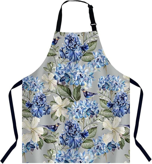 Watercolor Flowers Waterproof Apron Kitchen Chef Aprons Bibs for Grooming Cooking Baking Painting Gardening by Unknown