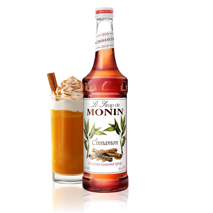 Monin - Cinnamon Syrup, Sweet and Spicy Taste of Cinnamon, Versatile Flavor, Natural Flavors, Great for Coffees, Cocoas, Ciders, and Cocktails, Non-GMO, Gluten-Free (750 ml) by Monin