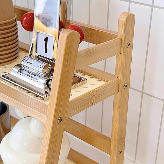 Narrow Mug Holder Countertop, Tea and Coffee Bar Station Organizer, Bamboo Matcha Stand, Cup Display Shelf, Condiment Storage Rack for Kitchen Counter Cabinet, 2 Tier - Image 6