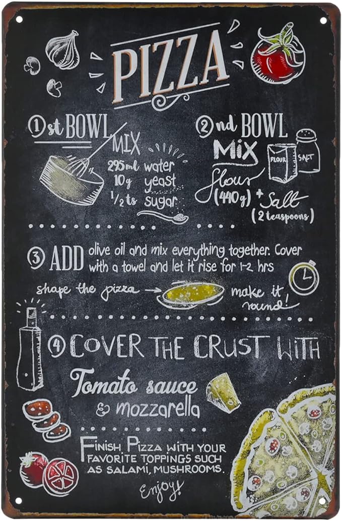 Fast Food Vintage Tin Sign - Pizza Retro Metel Sign - Wall Decor wall sign for Kitchen Bakery Cafe Restaurant by TREEPERI