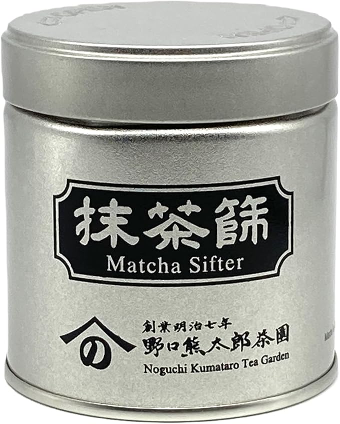 Matcha Sifter Tin with Mesh Sifter and Wooden Tea Spoon/Screw Lid/About 70g (2.5ounces) Matcha Capacity/Made in japan