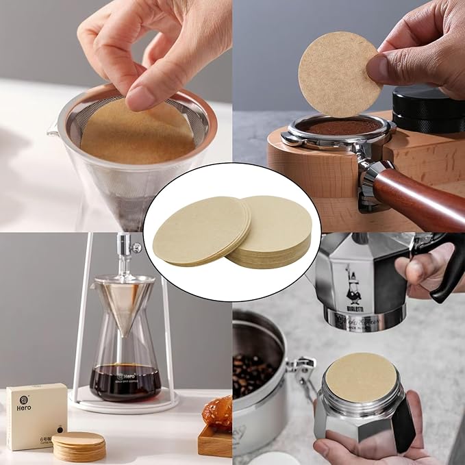 800 PCS Coffee Filter, 2.52 Inch Unbleached Round Coffee Paper Filter, Disposable Paper Filters for Aeropress Mocha Pot Espresso Maker(64mm)