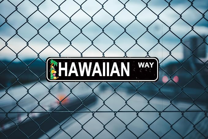 Hawaiian Way Sign - Tropical Island Style Metal Wall Art - 16x4 Inch Beach House Decor for Home, Bar or Patio, Rustic Hawaiian Street Sign - Image 2