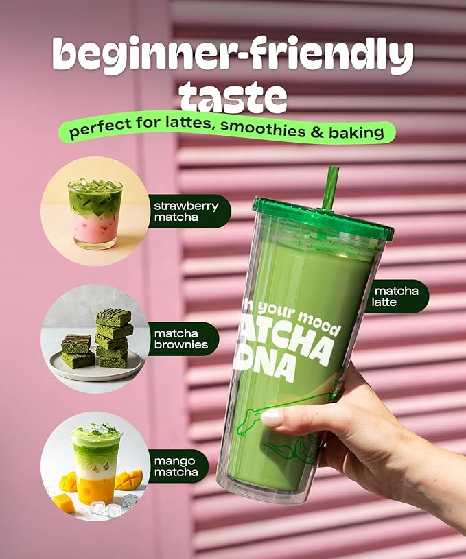Matcha DNA Organic Matcha Powder - XXL 16oz TIN – Matcha Green Tea - USDA Organic Gluten-Free Vegan, Unsweetened No Additives - Everyday Green Macha Powder Tea for Lattes, Smoothies, Baking & Recipes