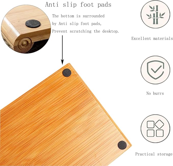 Arlai Serving Trays (10.63 x 5.12x0.39 inch/LxWxH) Tasteful Small Bamboo Gongfu Tea Table Serving Tray 27x13x1cm