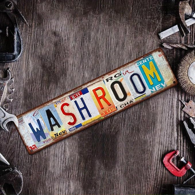 Wash Room Metal Sign - Vintage Aluminum Tin Plaque 4x16 Inch - License Plate Style Bathroom Decor - Image 6