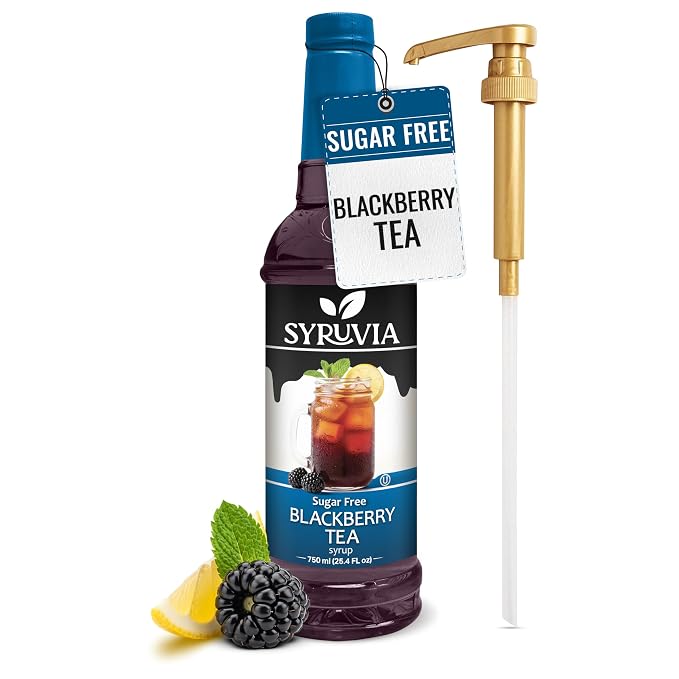 Syruvia Sugar Free Blackberry Tea Flavored Syrup for Drinks, Cocktails, Lemonades, Iced Teas and Desserts – 25.4 fl oz, With Pump by SYRUVIA