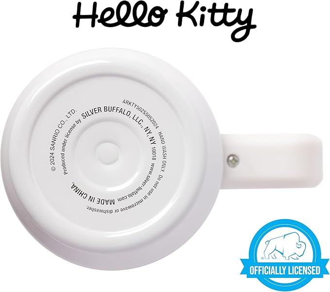 Silver Buffalo Sanrio Hello Kitty Name and Hearts Double Walled Stainless Steel Tumbler with Handle and Straw, Fits in Standard Cup Holder, 40 Ounces