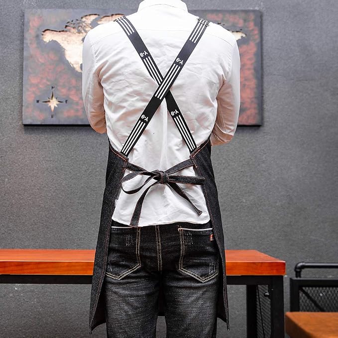 Unisex adjustable multi pocket denim apron for Chef Kitchen BBQ and Studio - Image 4
