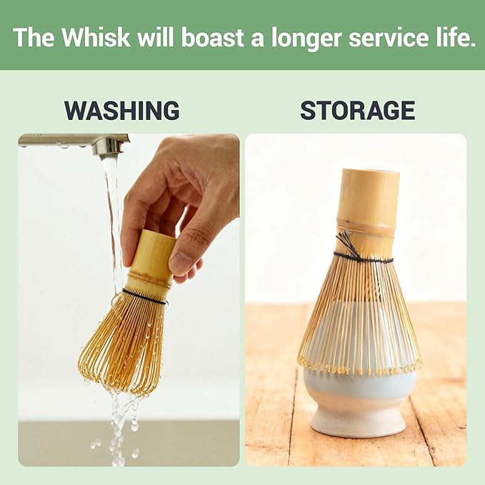 Matcha Whisk Set 5pcs – Bamboo Chasen with Holder, Chashaku Scoop, Spoon, Fine Mesh Sifter – Traditional Japanese Tea Tools for Tea Ceremony, Matcha Making Kit for Tea Lovers(Blue)