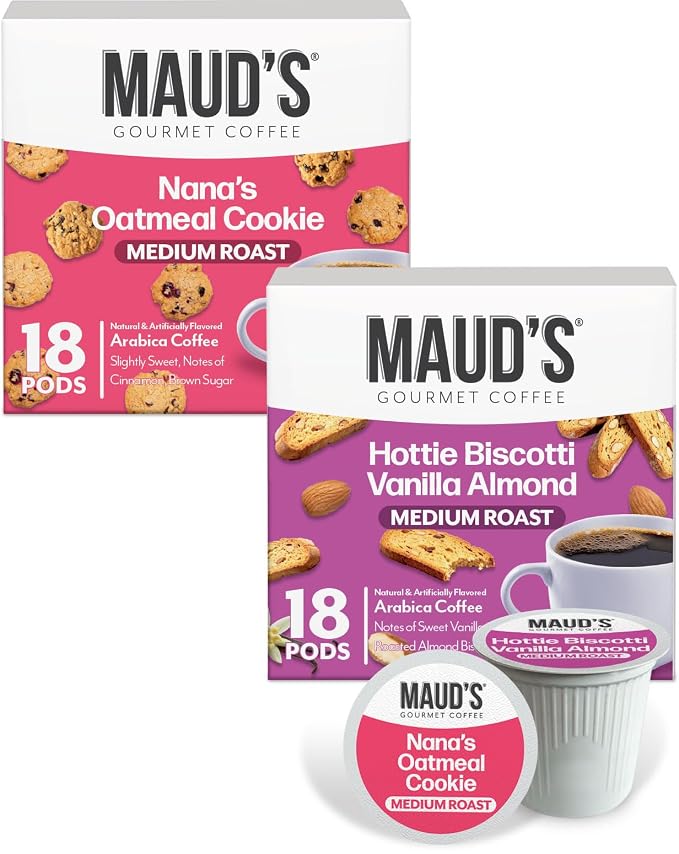 Maud’s Orange Creamsicle, Jamaican Rum Yum, Almost Biscotti & Oatmeal Cookie Flavored Coffee Pods Variety Pack, 72 ct, Medium Roast Single Serve Pods – 100% Arabica Coffee, Compatible with Keurig K Cups Maker - Image 3