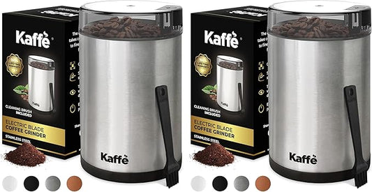 Kaffe Coffee Grinder Electric. Best Coffee Grinders for Home Use. (14 Cup) Easy On/Off w/Cleaning Brush Included. Stainless Steel (Pack of 2)
