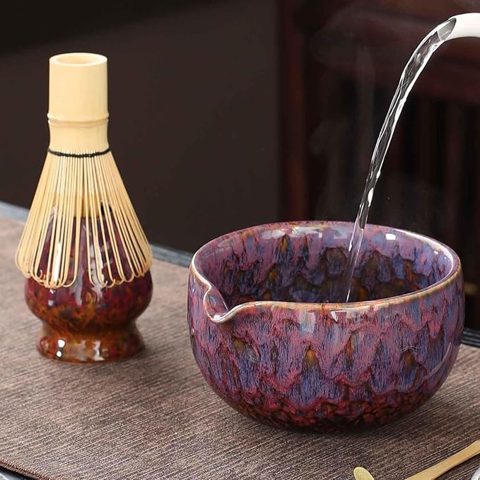 Japanese ceramic matcha bowl. 20 ounce ceramic bowl. Matcha tea bowl. A gift for matcha enthusiasts (red pink)