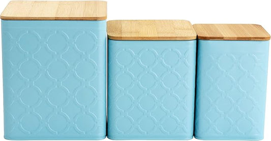 Megachef 3 Piece Square Iron Canister Set in Turquoise