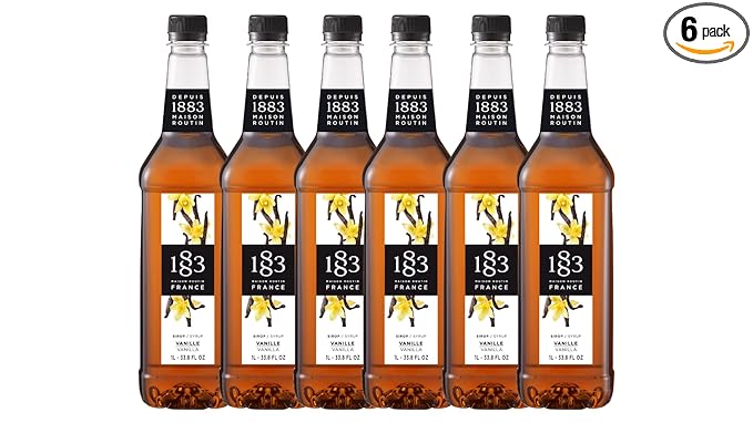 1883 Vanilla Syrup for Drinks – 1 Liter Plastic Bottles (Pack of 6) – Premium Beverage Syrup for Coffee, Tea, Cocktails, Lattes & Desserts