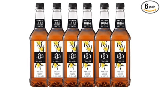 1883 Vanilla Syrup for Drinks – 1 Liter Plastic Bottles (Pack of 6) – Premium Beverage Syrup for Coffee, Tea, Cocktails, Lattes & Desserts