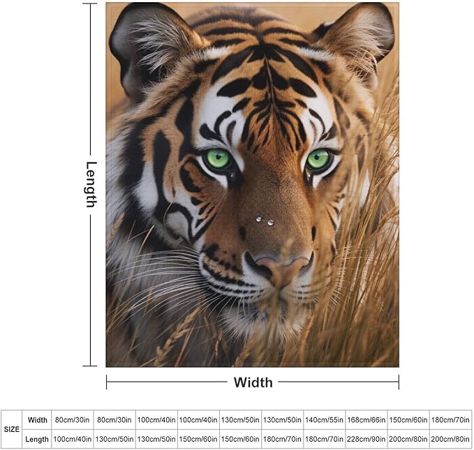 Beautiful Tiger Animal Nature Forest Super Soft Throw Blanket, Rustic Grass Brown Flannel Fleece Decorative Throw for Sofa Couch Bedroom Decor Outdoor Use 40"x50"