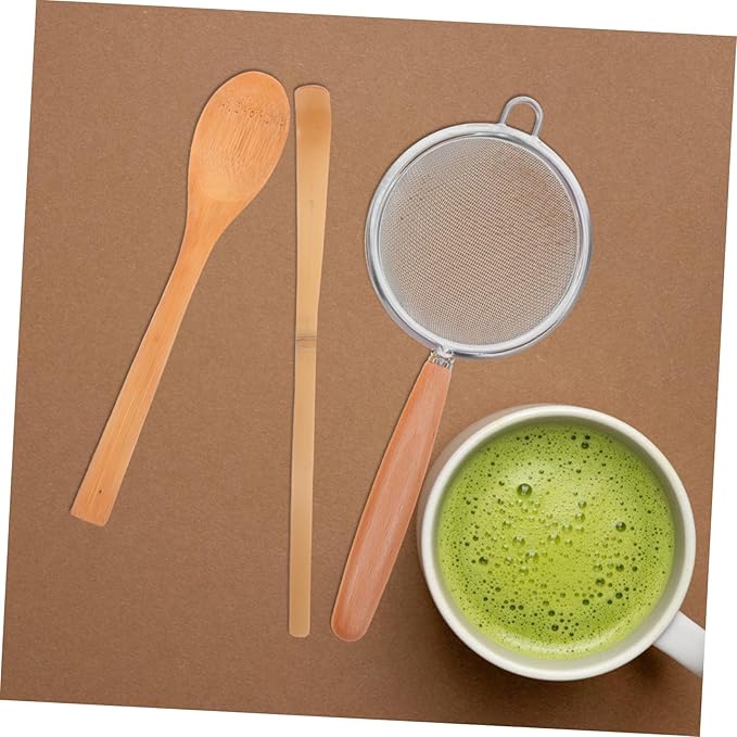 Cabilock 1Set Traditional Matcha Tool Reusable Matcha Whisk Tea Scoop Fine Mesh Strainer Filter Spoon for Home Milk Tea Shop Japanese Style Tea Accessories for Enhanced