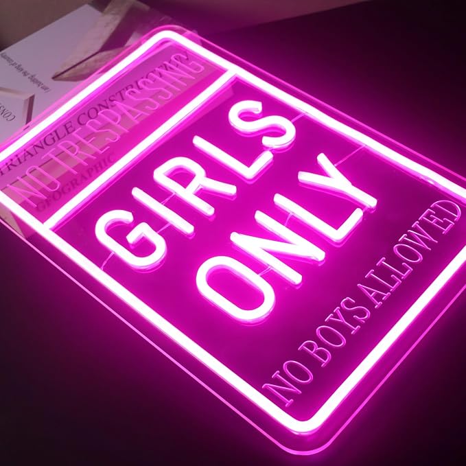 "Girls Only" neon Light - LED Wall Art for Girls Room, Club,Cave,Dorm, Study Nook or Bestie Hangout Space, Dimmable USB, Cool Bonding Gift for Sisters & Best Friends - Image 6