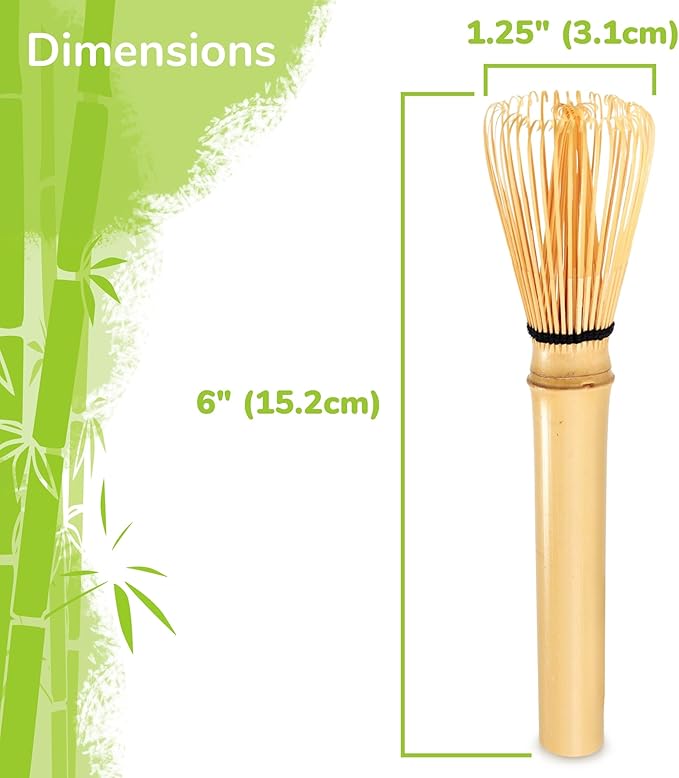BambooMN Japanese Skinny Matcha Whisk Chasen - Long Handle Traditional Matcha Utensil - Skinny Natural Golden Brown - 2 Pieces