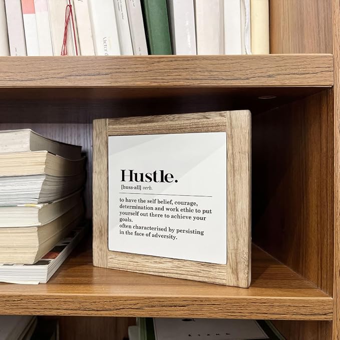 Hustle Definition Sign - Wooden Box Sign for Office, Classroom & Bedroom Decor - Motivational Desk Art - Farmhouse Style - Image 5